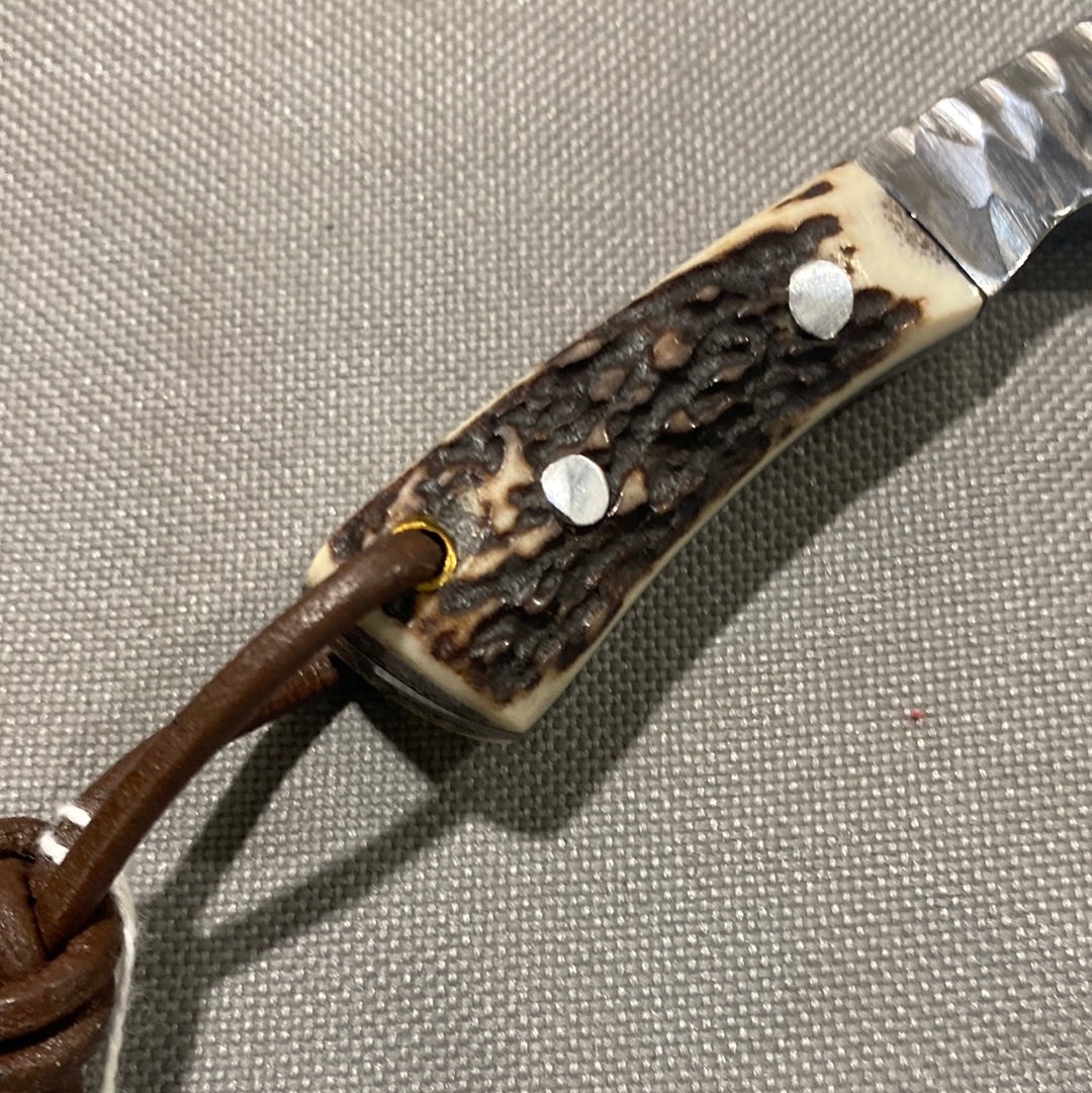 FD-027 Custom Axis Antler Handle D2 steel fixed blade