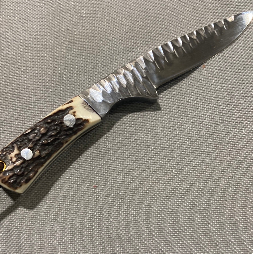 FD-027 Custom Axis Antler Handle D2 steel fixed blade