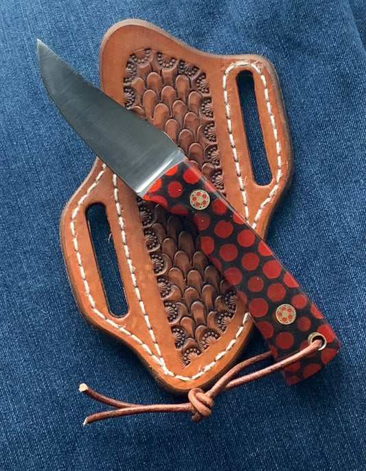 FX-023 Red Honeycomb Hunting Knife w/D2 Steel Blade