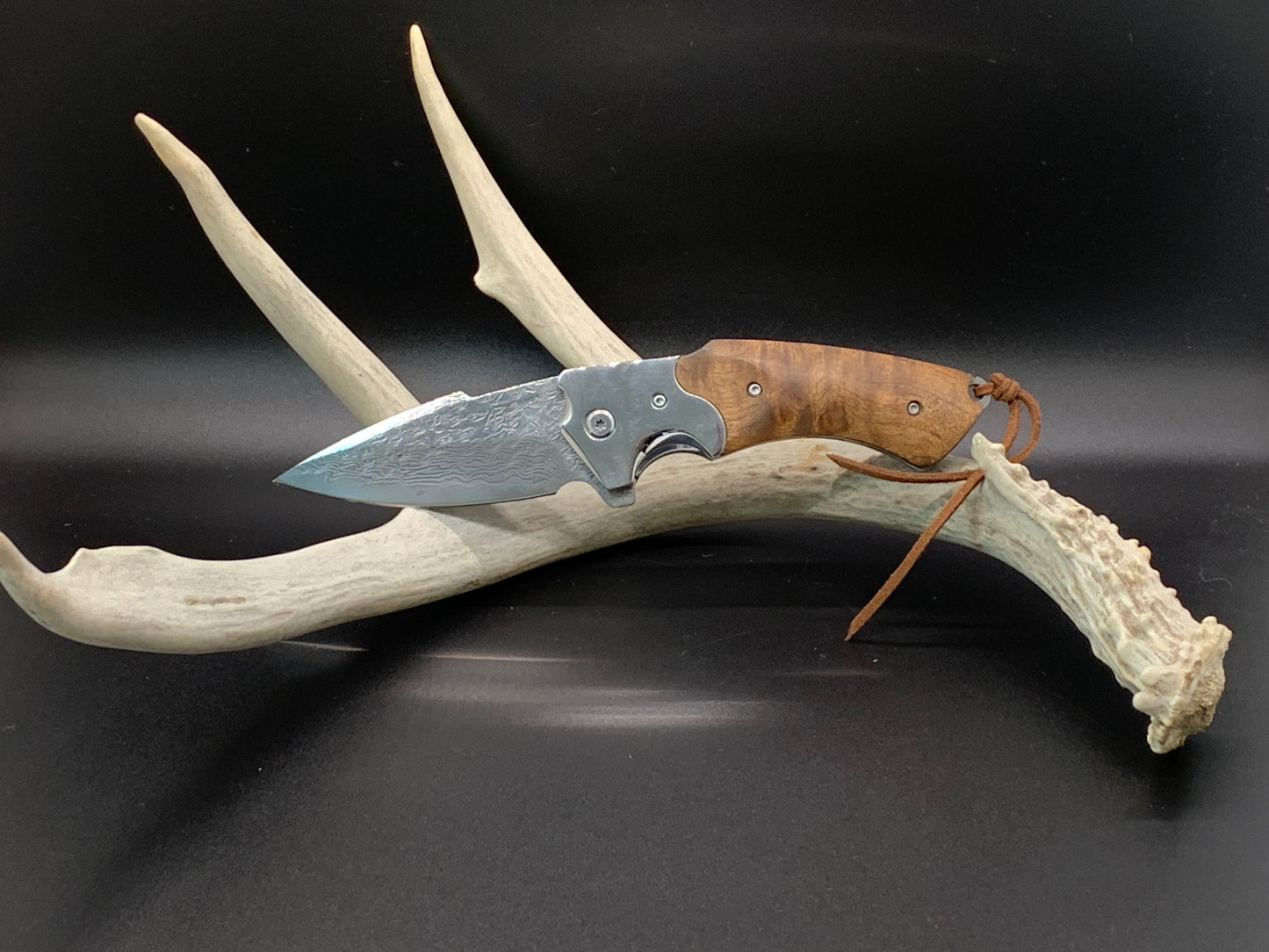 FD-040 Burlwood Maple handle w/52100 Damascus Fold blade