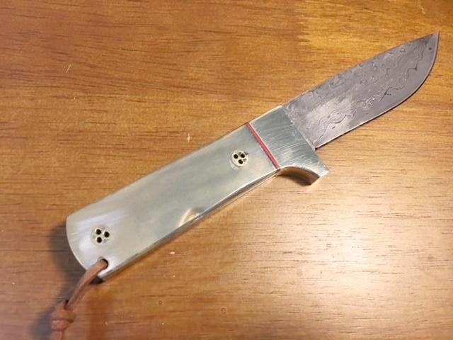 FX-011 Buffalo Horn Handle Knife w/ ball bearing steel blade (52100 steel)