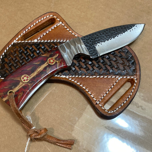 FX-082DP PINE CONE HANDLE HAMMERED D2 STEEL BLADE KNIFE