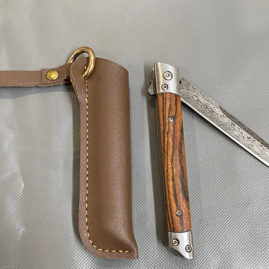 FD-0414 Zebra Wood Pocket knife w/ Clip