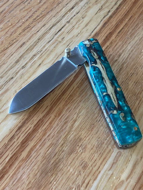 FX-055 Pine Cone Handle 440c steel pocket knife / green