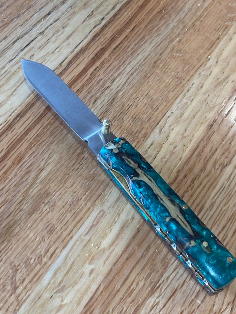 FX-055 Pine Cone Handle 440c steel pocket knife / green