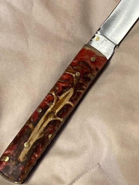 FX-056 Pine Cone Handle 440c steel pocket knife / red