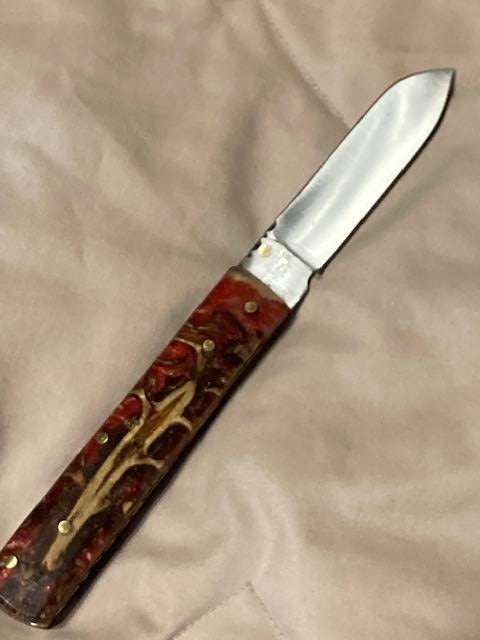 FX-056 Pine Cone Handle 440c steel pocket knife / red