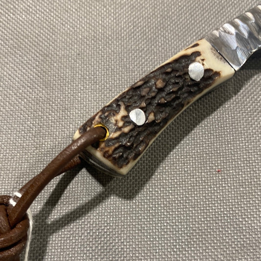 FD-027 Custom Axis Antler Handle D2 steel fixed blade