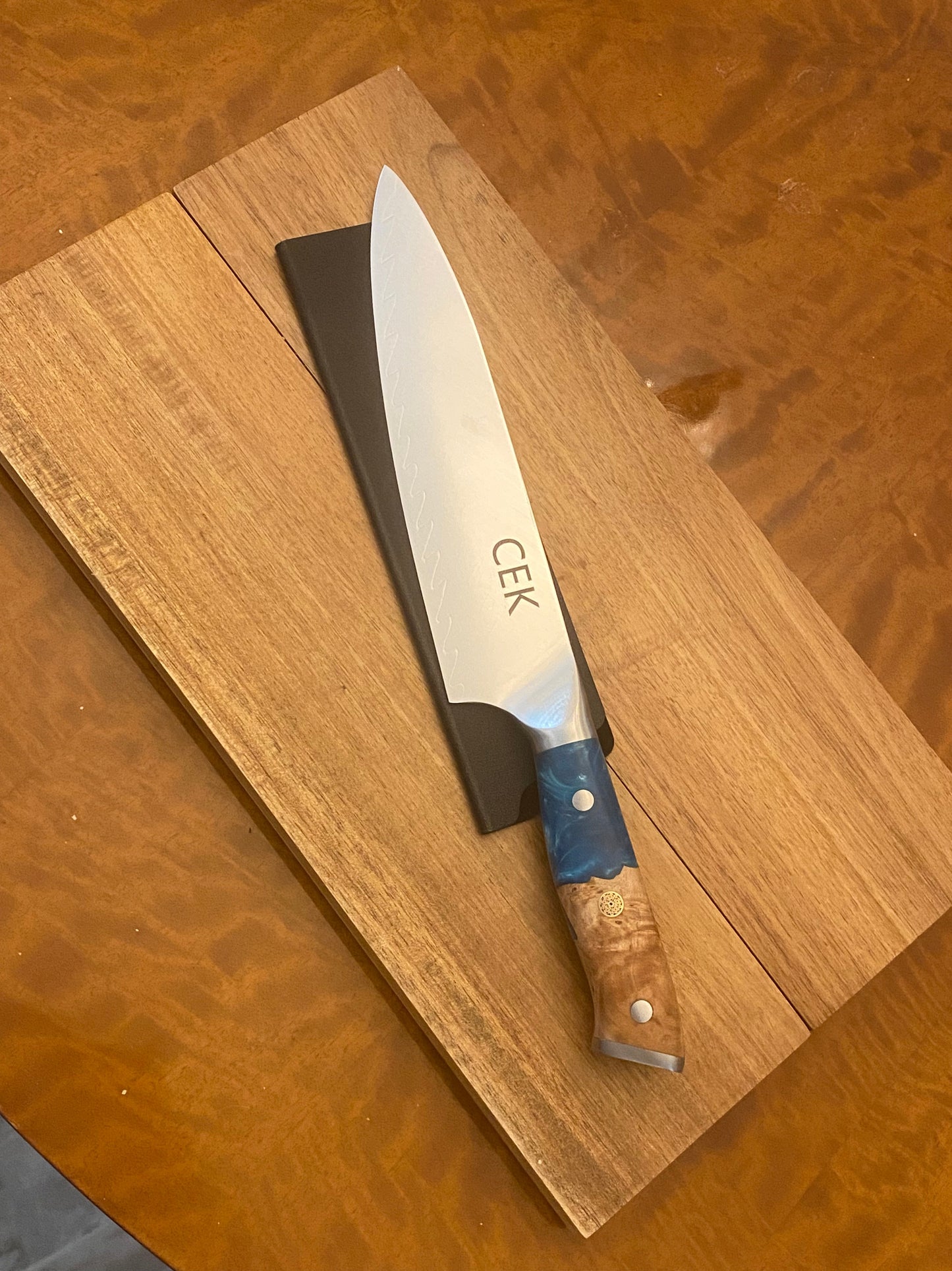 KC-002A  Kitchen knife w/ Burlwood Maple and resin handle