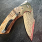 FD-033 Custom Maple Damascus Blade Knife / Engraved