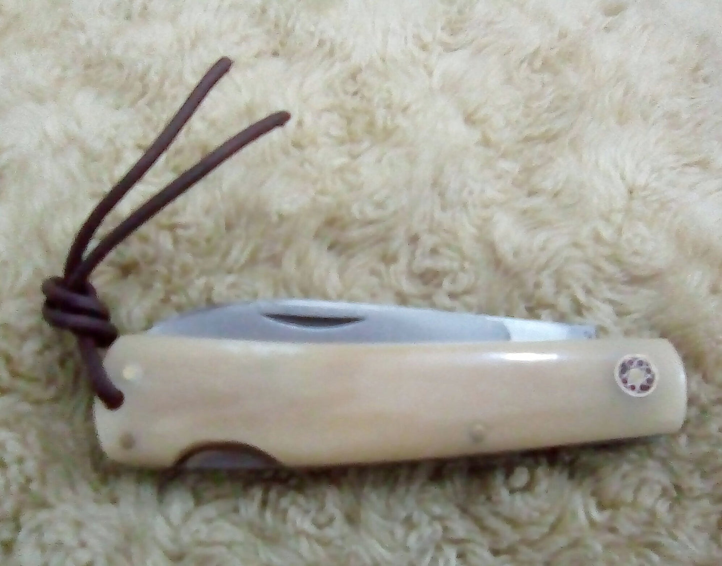 FD-007 Bone Handle pocket knife w/ steel blade