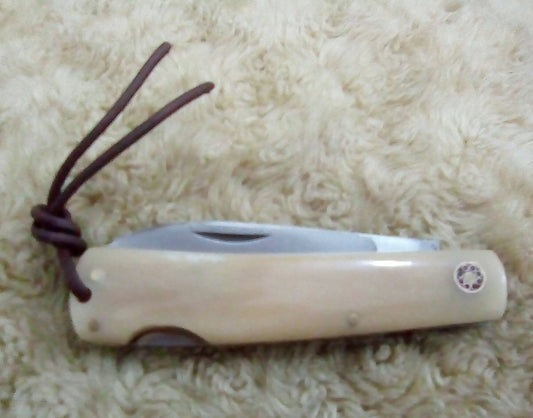 FD-007 Bone Handle pocket knife w/ steel blade