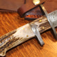 FX-074 STAG HORN DOUBLE HILT HANDLE DAMASCUS HUNTING KNIFE