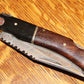 FD-009 Bull Horn Burl Wood Handle Folding Knife with pocket clip