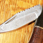 FD-009 Bull Horn Burl Wood Handle Folding Knife with pocket clip