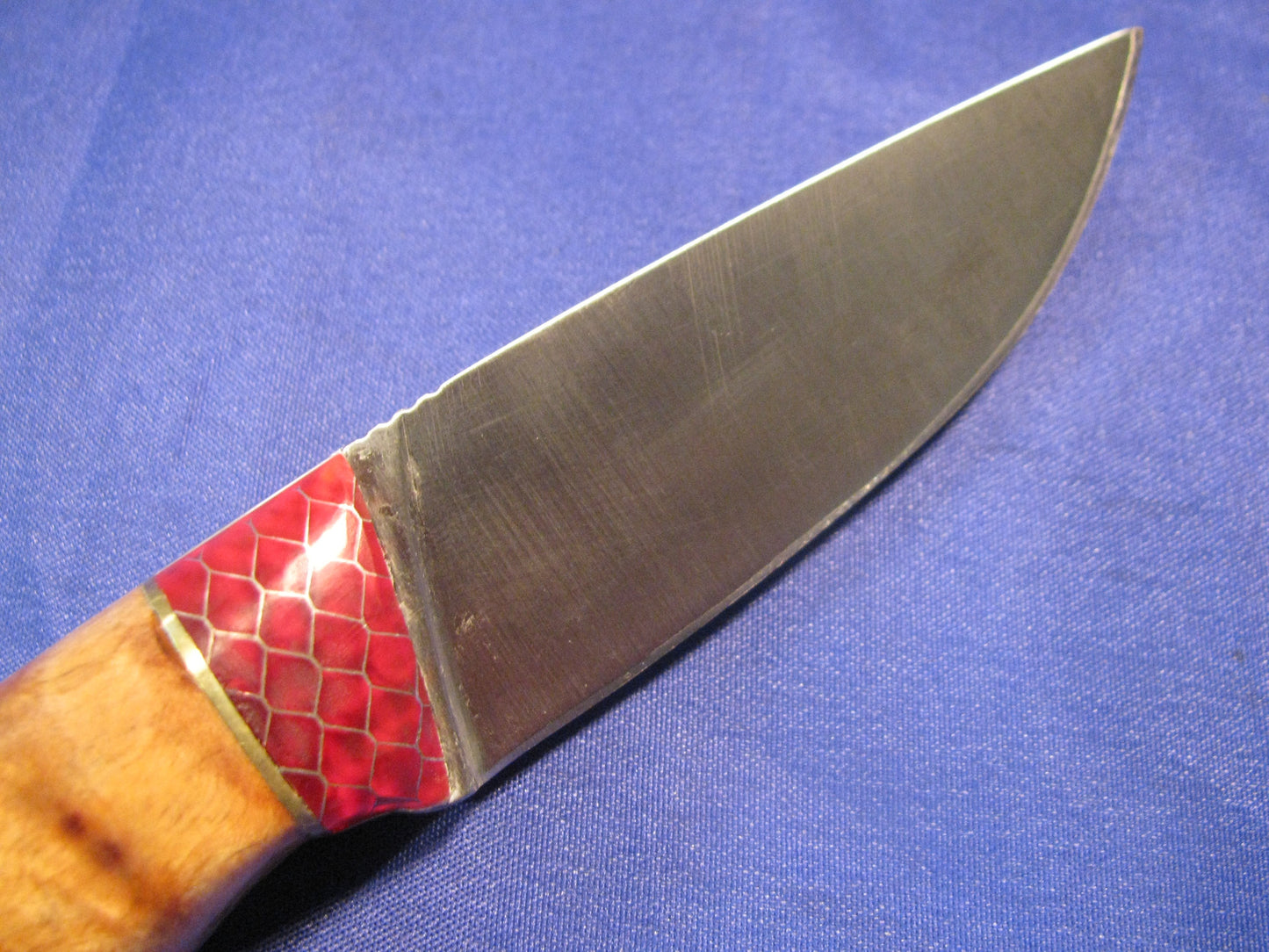 FX-039 Flaming Maple with Red CTEK Bolster Hunting Knife