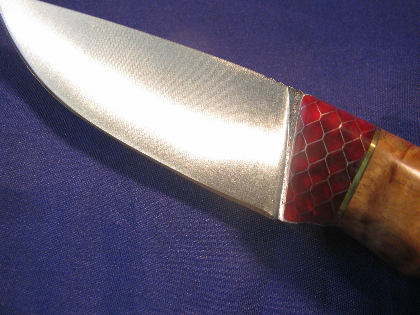 FX-039 Flaming Maple with Red CTEK Bolster Hunting Knife