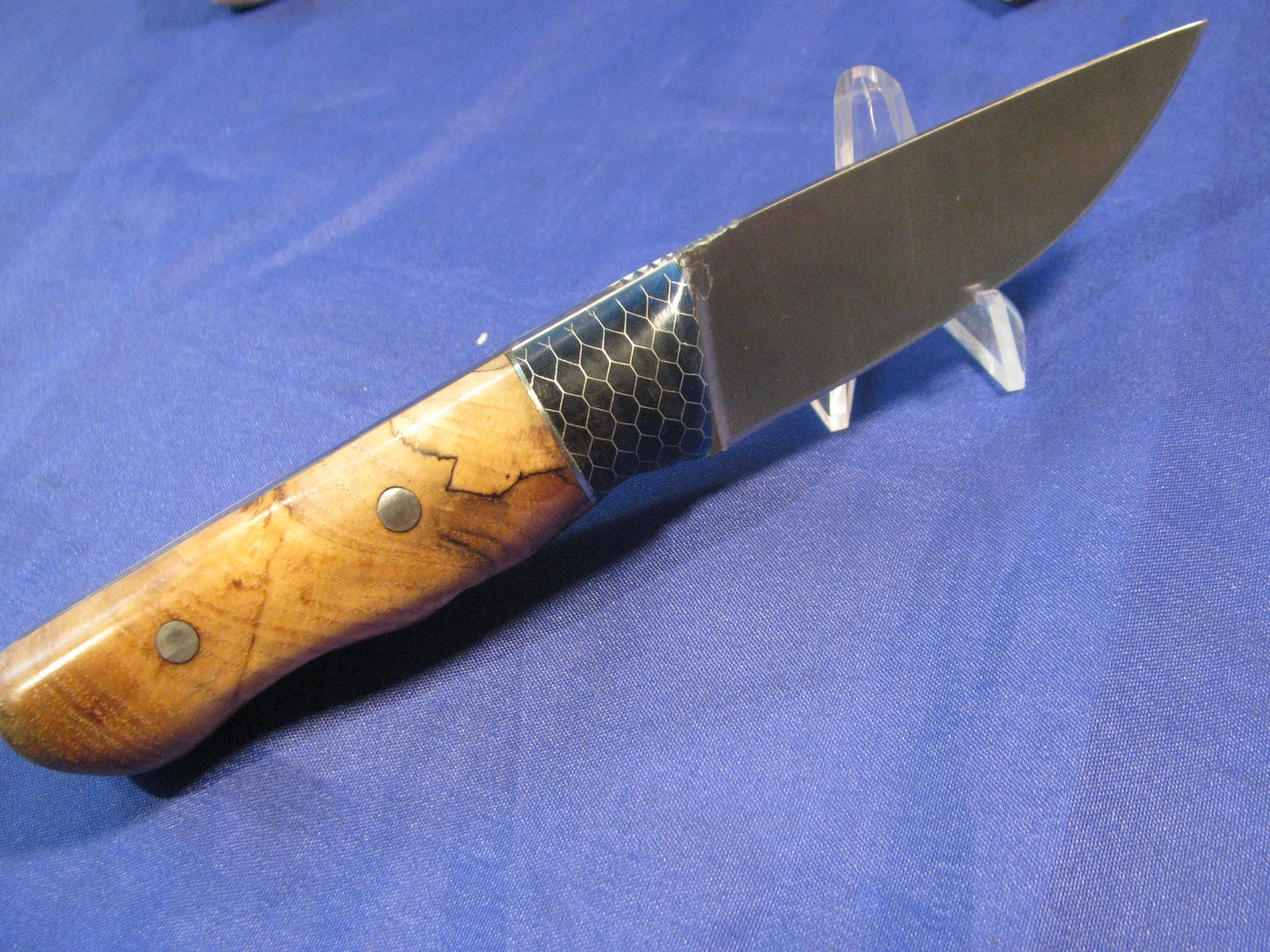 FX-112 SPALTED PECAN WITH BLUE CTEK BOLSTER HUNTING KNIFE