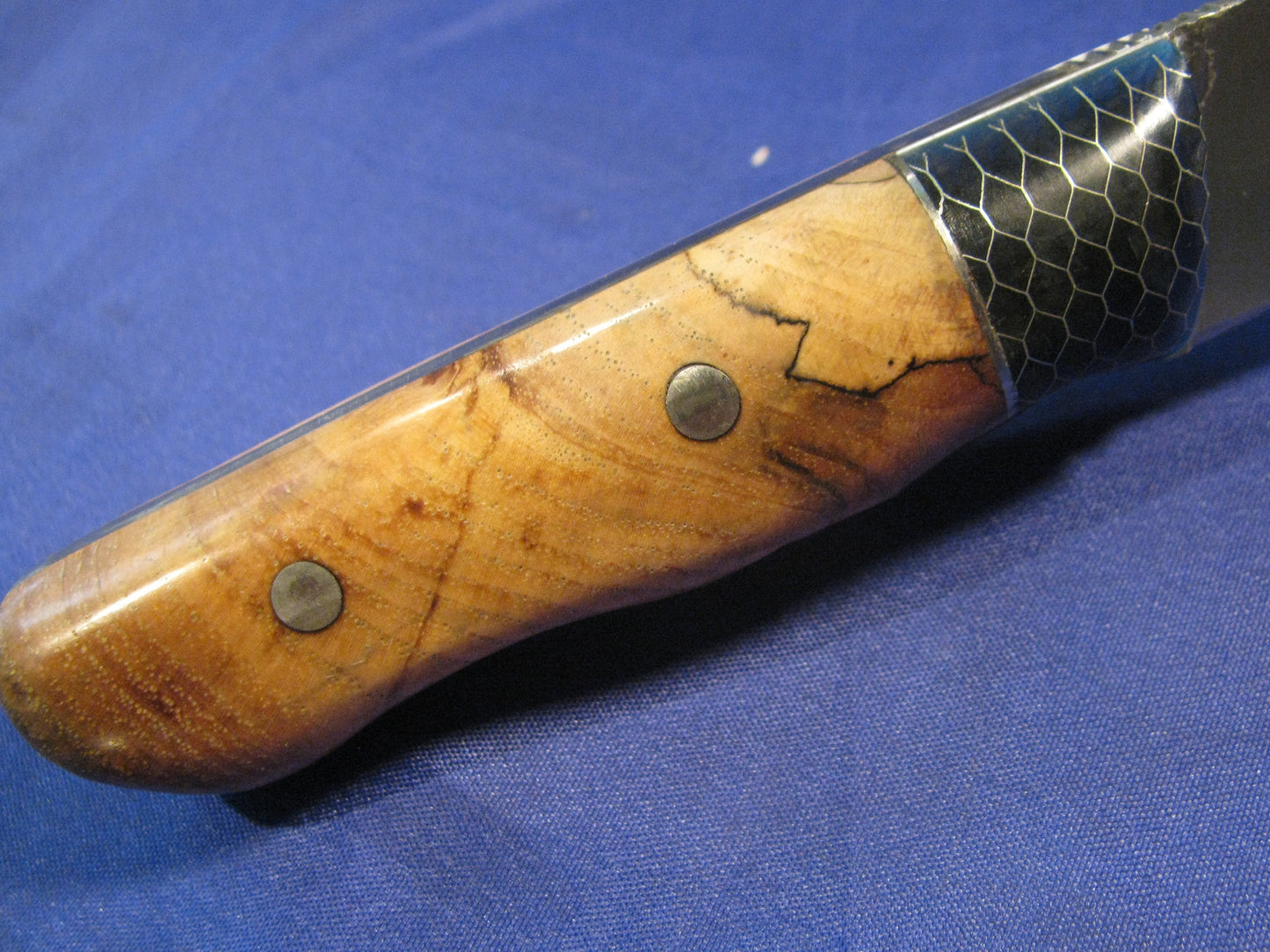 FX-112 SPALTED PECAN WITH BLUE CTEK BOLSTER HUNTING KNIFE