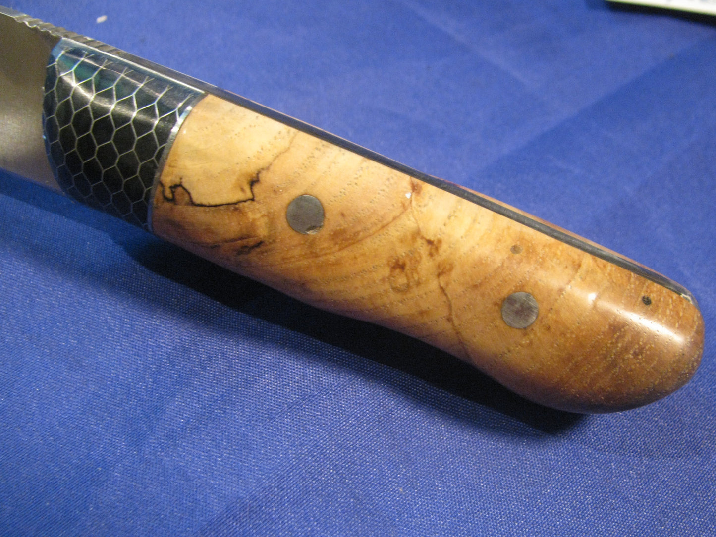 FX-112 SPALTED PECAN WITH BLUE CTEK BOLSTER HUNTING KNIFE