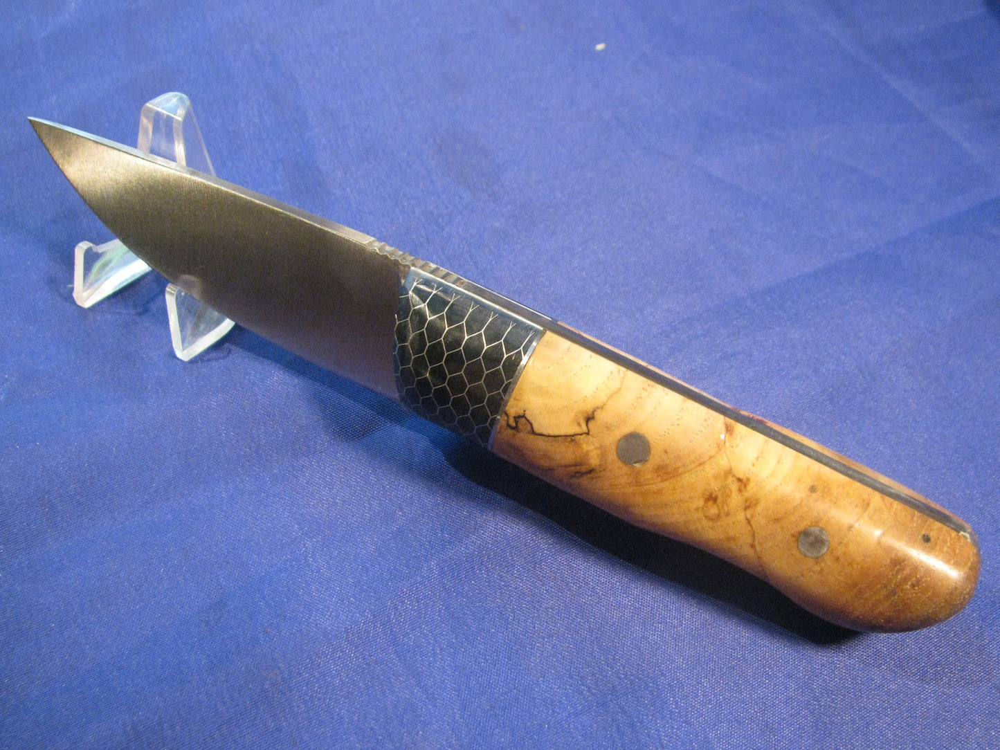 FX-112 SPALTED PECAN WITH BLUE CTEK BOLSTER HUNTING KNIFE