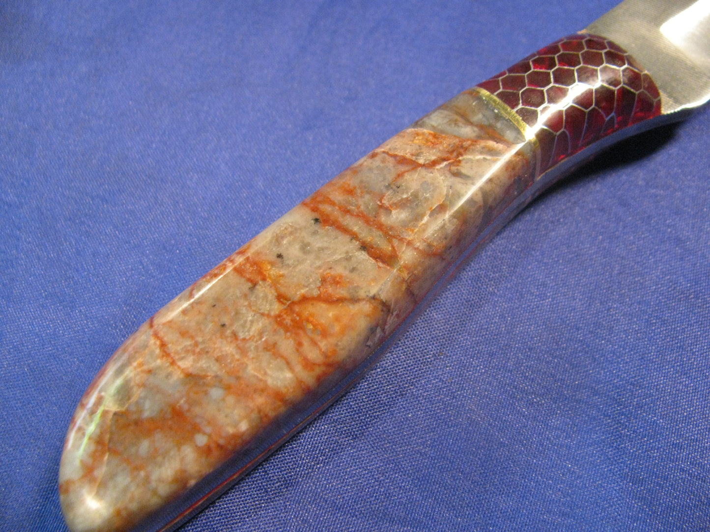 FX-045 JASPER WITH RED CTEK BOLSTER HUNTING KNIFE