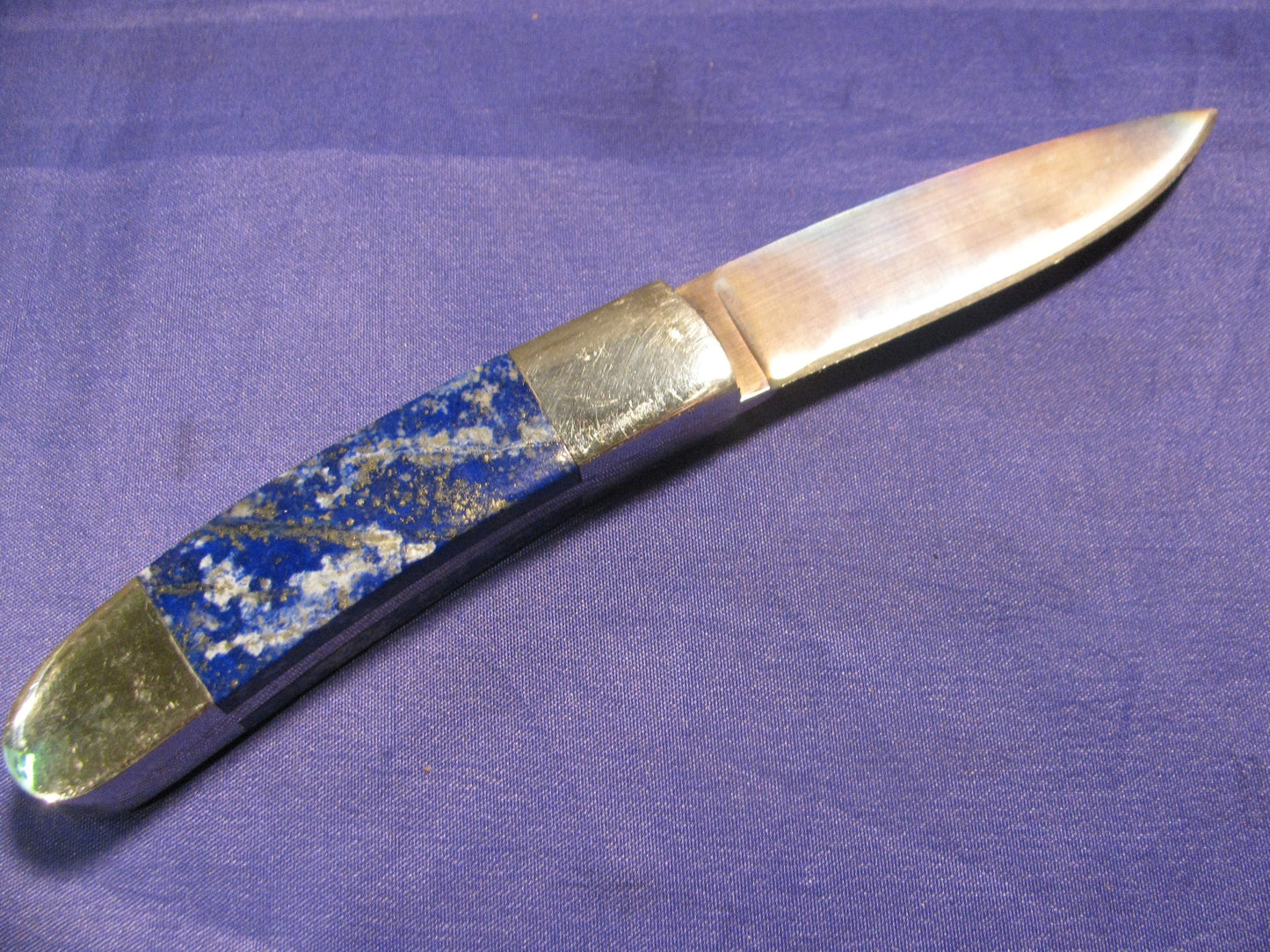 FX-005 Blue Lapis Handle/Caping/ Skinner  Knife W/leather sheath