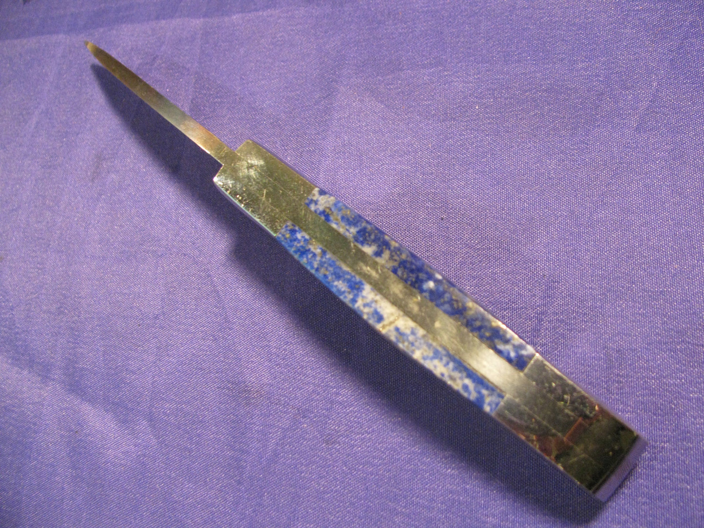 FX-005 Blue Lapis Handle/Caping/ Skinner  Knife W/leather sheath