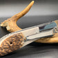 FD-027 Custom Axis Antler Handle w/ Damascus folded style blade