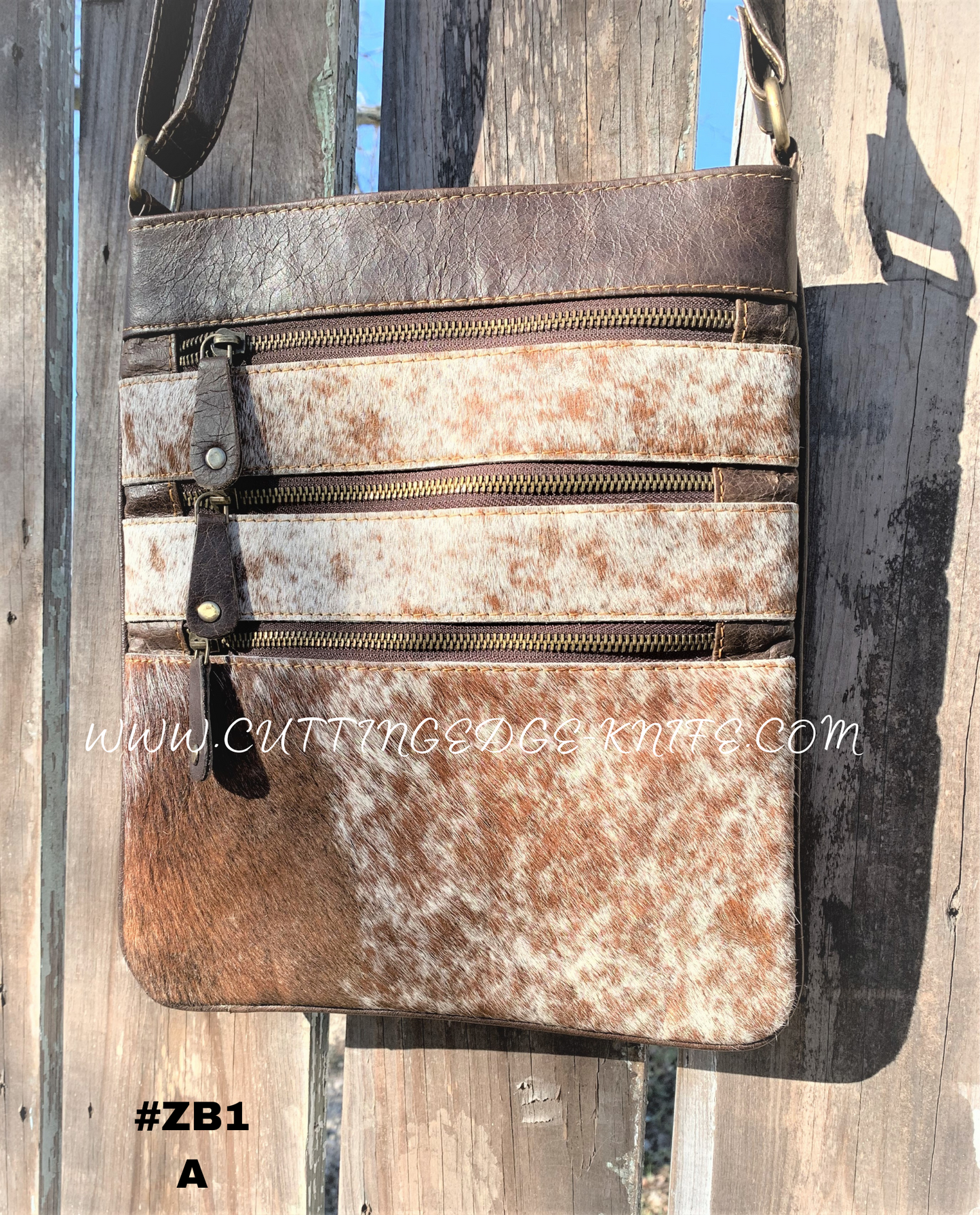 ZB1-A Leather and Cowhide Crossbody Purse