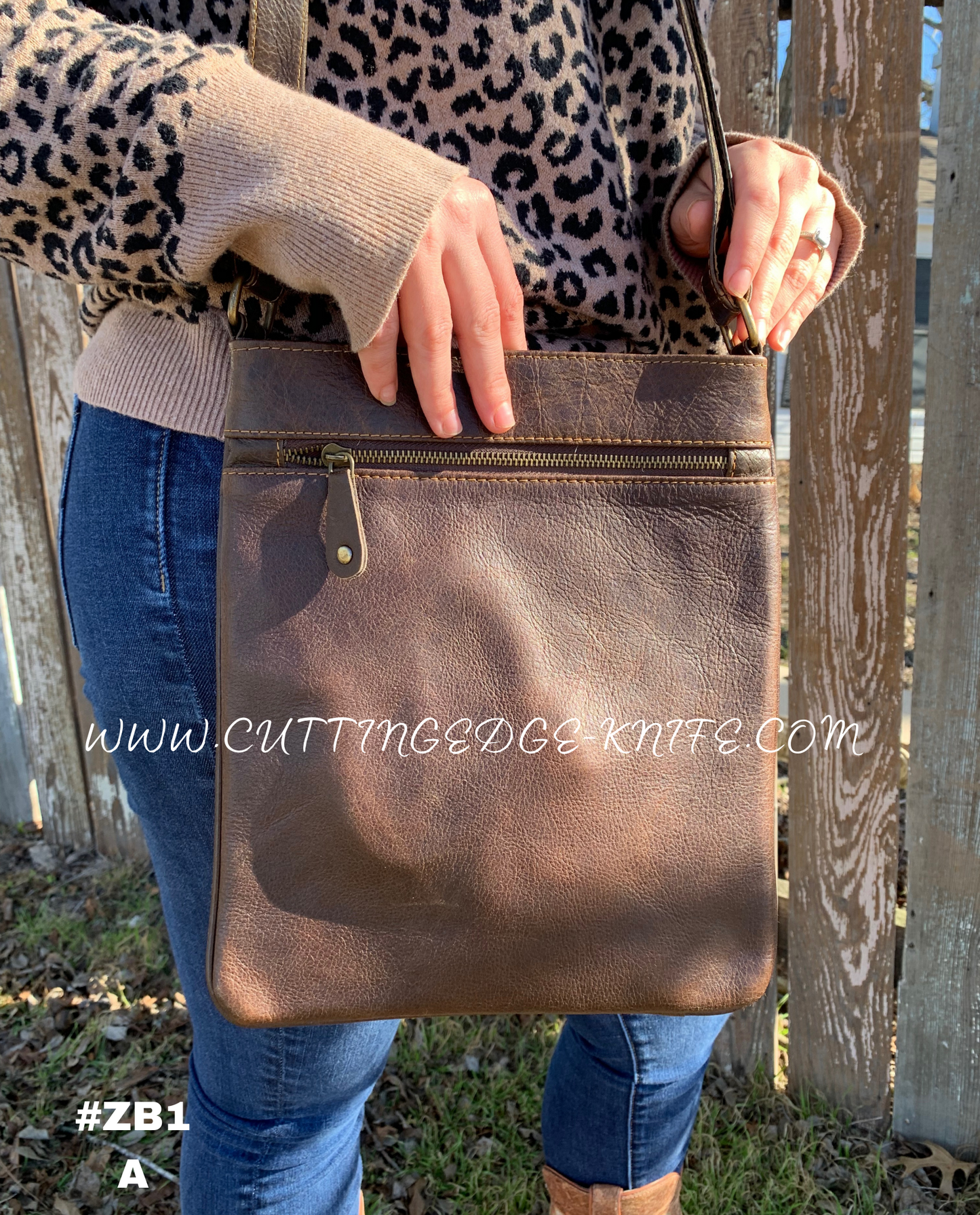 ZB1-A Leather and Cowhide Crossbody Purse