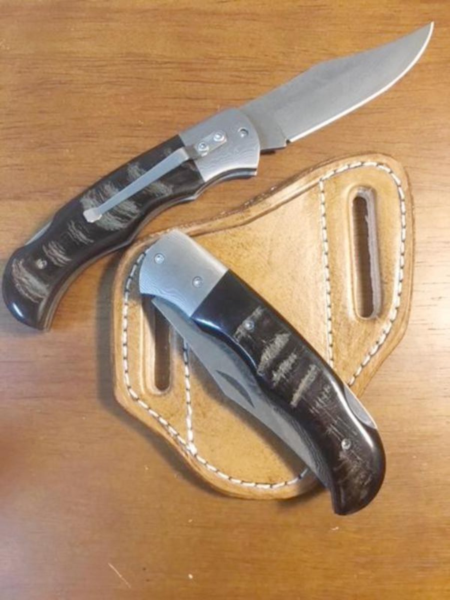 FD-003 Black Buck Folding Knife/ Custom handle/Steel Blade