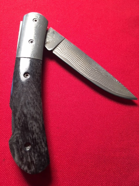 FD-008 Bull Horn Handle Folding Knife w/ ball bearing steel blade (52100 steel)