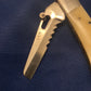 FD-031 Custom Bone Knife Handle w/Semi Serrated Damascus Blade/clip