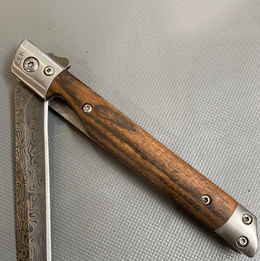 FD-0414 Zebra Wood Pocket knife w/ Clip