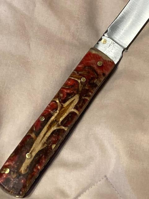 FX-056 Pine Cone Handle 440c steel  pocket knife / red