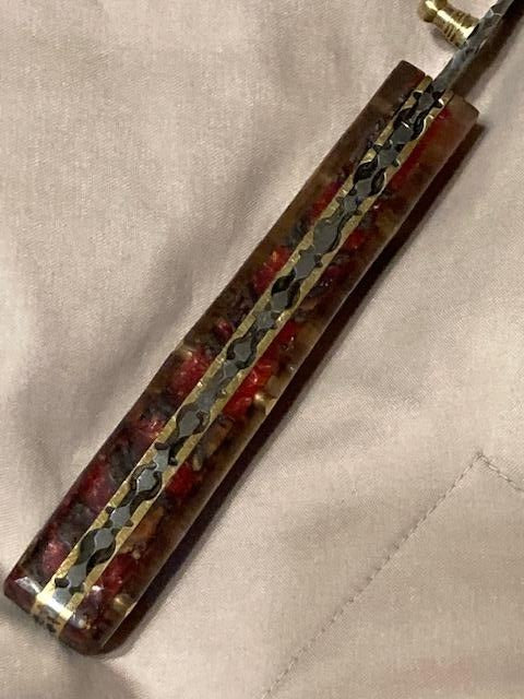 FX-056 Pine Cone Handle 440c steel  pocket knife / red