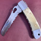 FD-006 Bone Handle Folding Knife W/ D2 steel serrated blade/Rope Cutter