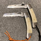 FD-006 Bone Handle Folding Knife W/ D2 steel serrated blade/Rope Cutter