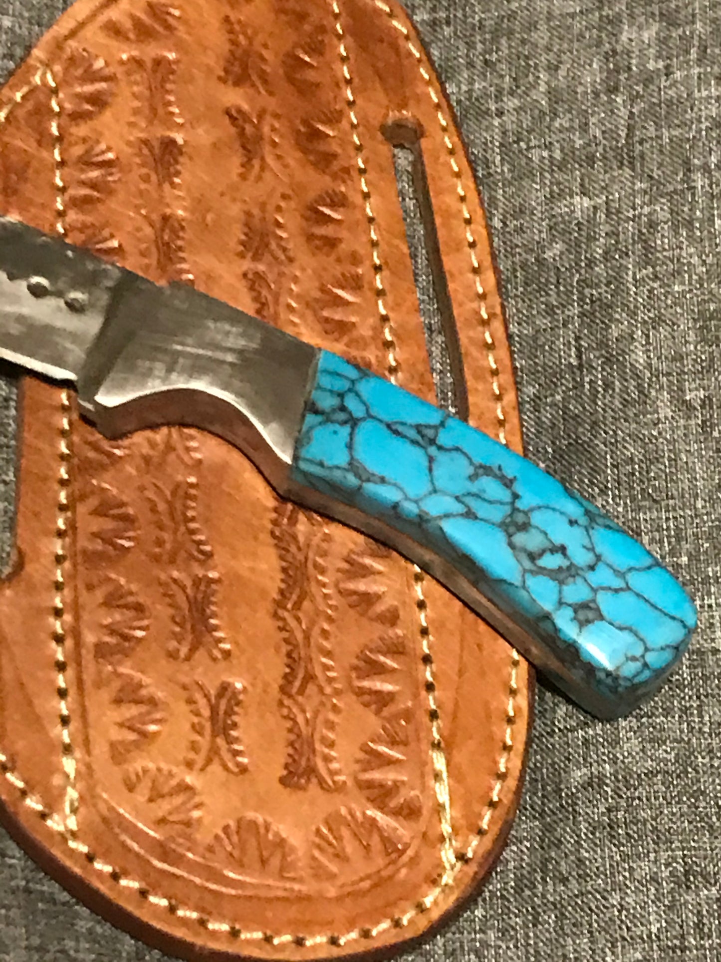 FX-114 Turquoise Handle 440c  steel Small Hunting Knife